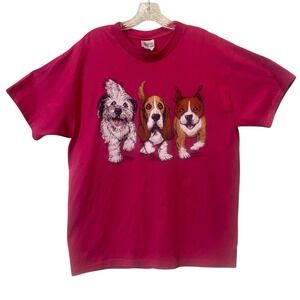 Vintage Hanes Dog Graphic T Shirt Unisex Adult Large 50/50 Single Stitch Style